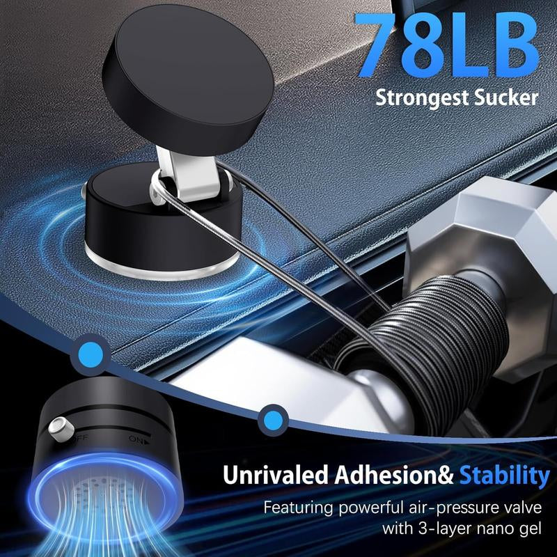 Vacuum Magnetic Suction Phone Holder, 2025 New Magnetic Suction Phone Mount, Foldable Portable Double-Sided Vacuum Magnetic Adsorption Adjustable Mobile Phone Holder for All Phones